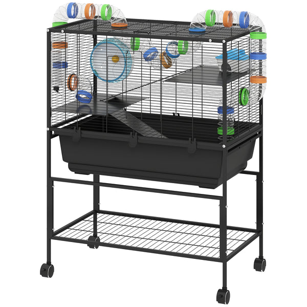 3-tier rolling cage with 18cm deep tray, for Syrian rodents, gerbils and rats