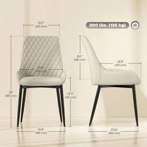 Set of 4 upholstered kitchen chairs, beige