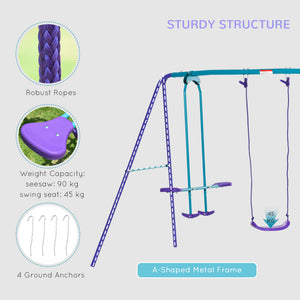 3-in-1 module with double swings and glider, purple
