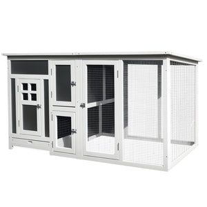 63" Wooden Chicken Coop with Nesting Box and Run