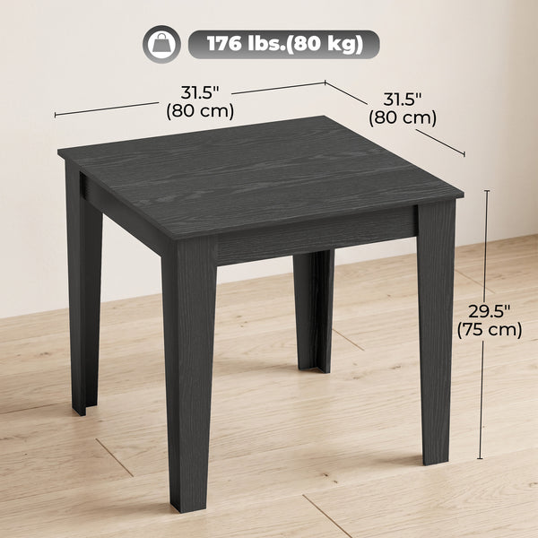 Small square dining table for 4 people, black wood effect