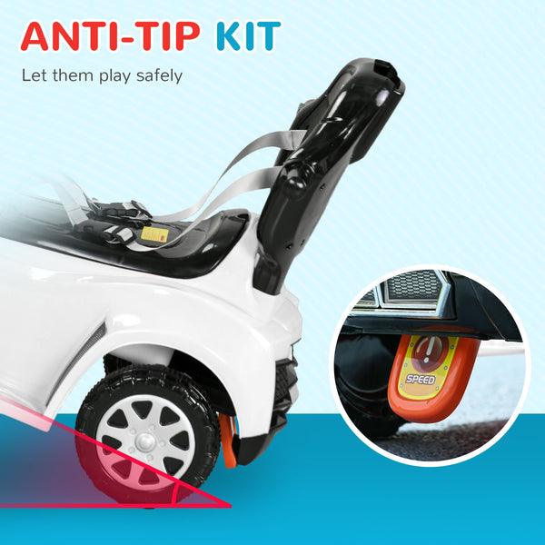 3 in 1 Push Car for Kids, White