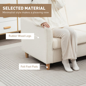 2 seater sofa with armrests and wooden legs, cream white