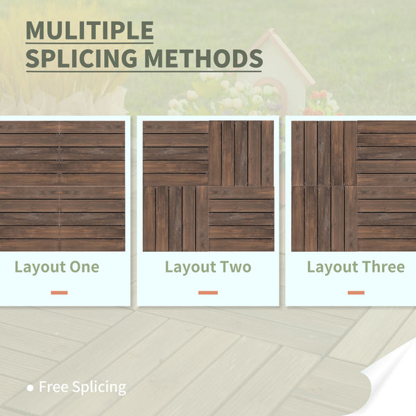 Set of 27 interlocking wooden terrace tiles