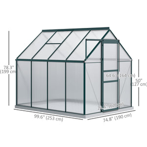 Polycarbonate greenhouse with adjustable ventilated roof and gutter