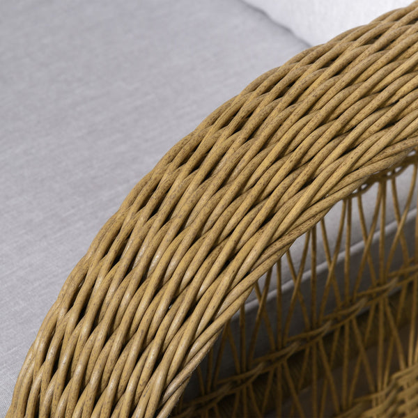 Rattan rocking chair with cushion, light grey