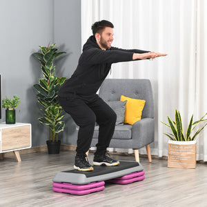 43" 3-Level Adjustable Aerobic Stepper with Risers Black and Purple