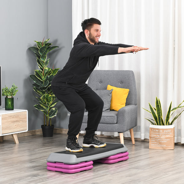 43" 3-Level Adjustable Aerobic Stepper with Risers Black and Purple
