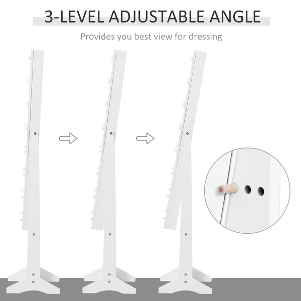 Freestanding jewelry cabinet with illuminated mirror, adjustable angle and 16 LEDs, warm white