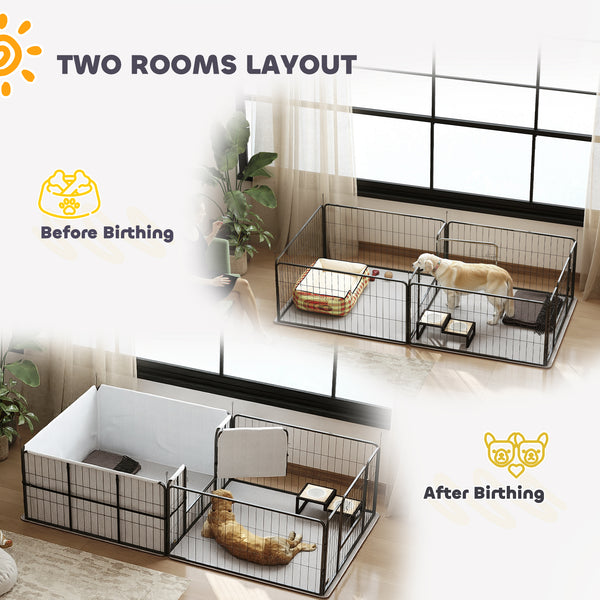 7-panel whelping box with washable absorbent mats