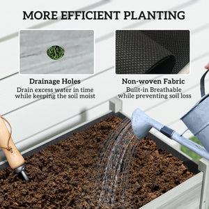 Wooden Raised Bed with Drainage Holes for Vegetables, Flowers and Outdoor Garden Beds, 115 x 55 x 80 cm, Grey