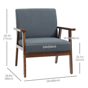 Accent chairs with linen upholstered seat, dark grey