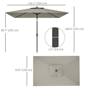9.7-foot parasol with 22 solar LED lights and tilt function, light gray 