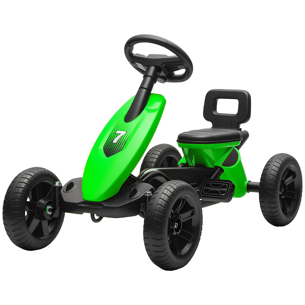 Pedal go-kart, silent EVA wheels, green