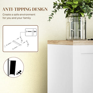 Modern sideboard with 4 doors and adjustable shelves, for dining room, white