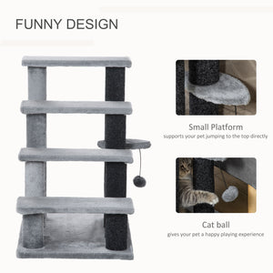 Cat stairs with scratching post and toy ball