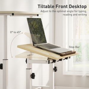Height and tilt adjustable sit-stand desk