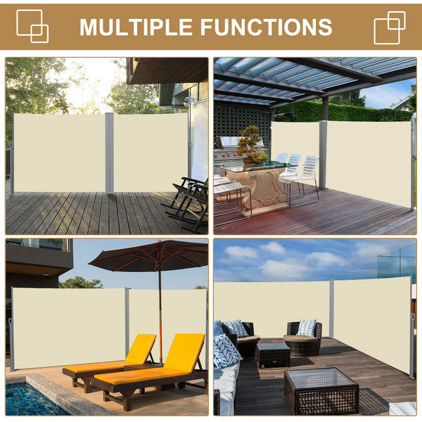 Folding outdoor awning, UV and wind resistant, cream white