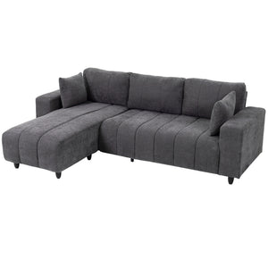 L-shaped sectional sofa with reversible chaise and pocket springs, dark gray