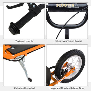 Scooter with adjustable handlebars, double brakes, inflatable wheels, orange 