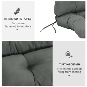 Replacement Cushion for Outdoor Patio Chair, Tufted Cushion with Thick Filling and Rope Ties, Dark Grey