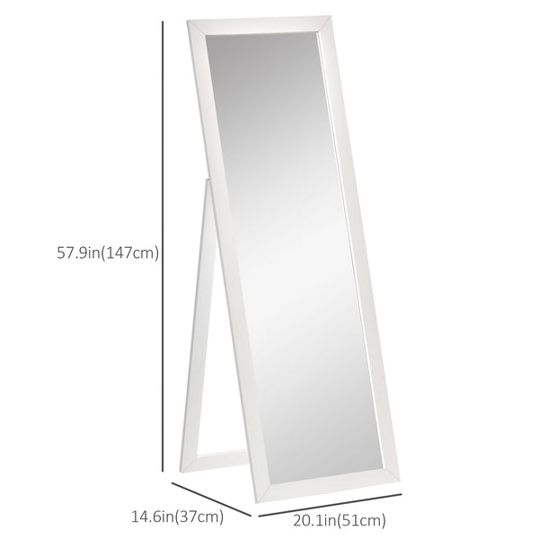 Standing mirror with frame, white