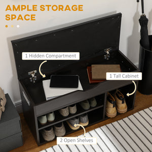 Shoe bench with padded cushion, black