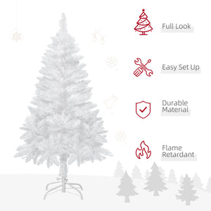 4ft White Artificial Christmas Tree with Realistic Pine Branches and Automatic Opening
