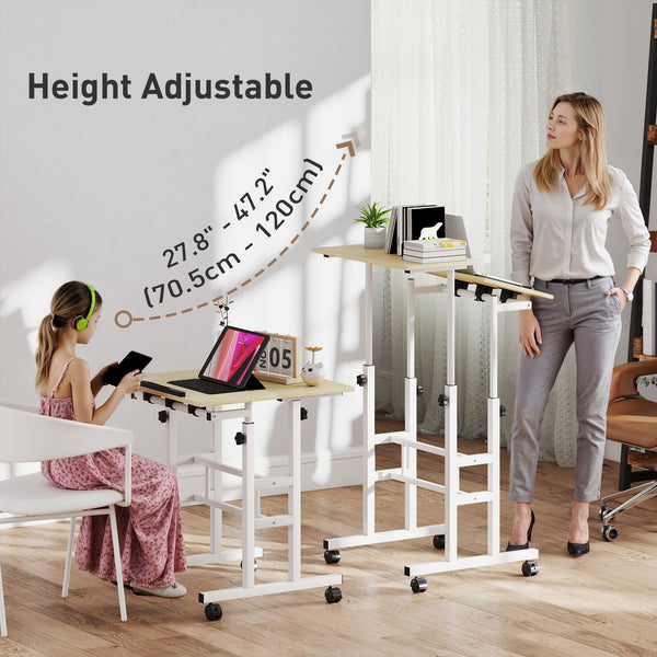 Height and tilt adjustable sit-stand desk
