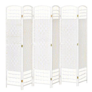 6-Panel Folding and Self-Supporting Corrugated Fiber Room Divider, White