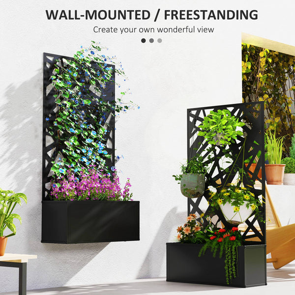 Raised planter with freestanding trellis 