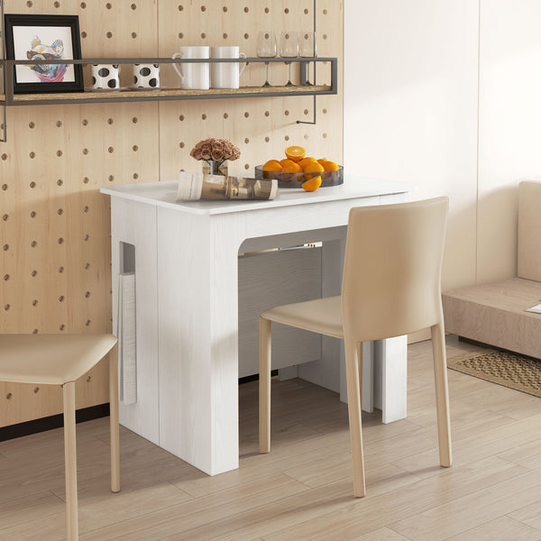 Extendable dining table for small spaces, seats up to 6, white