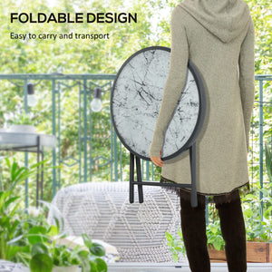 Round folding outdoor side table, white