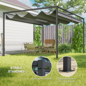 10 x 13 terrace pergola with retractable awning, dark grey