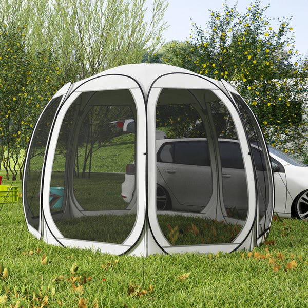 Foldable mosquito net tent with carry bag and 2 doors, cream white