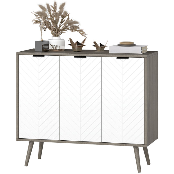 Modern sideboard with adjustable shelves and 3 doors, grey