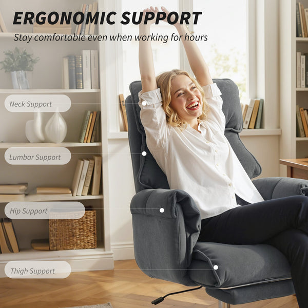 Reclining office chair with footrest, dark gray