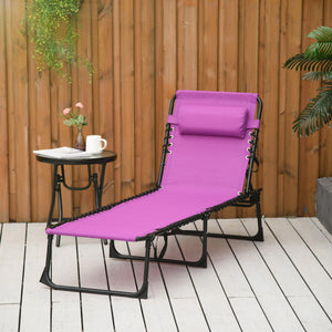 Folding chaise lounge with headrest, purple