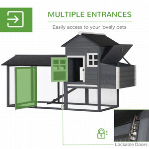 84'' Chicken Coop Deluxe Wooden House Hen Backyard Poultry Hutch Run Box