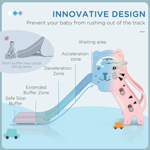 3 in 1 slide for toddlers with pink lion design