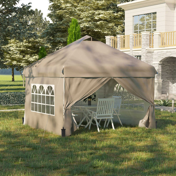 10 x 10 folding tent with wheeled carry bag, beige