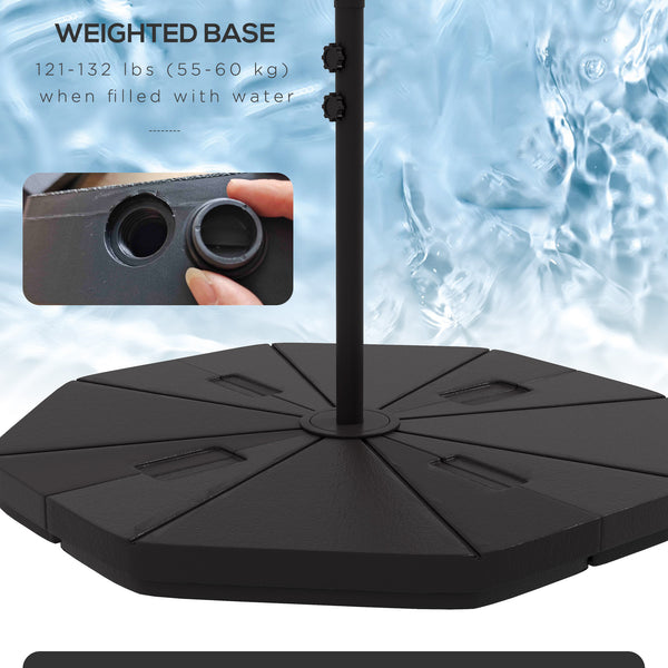 9.5-foot cantilever parasol with LED solar light and weights, dark grey