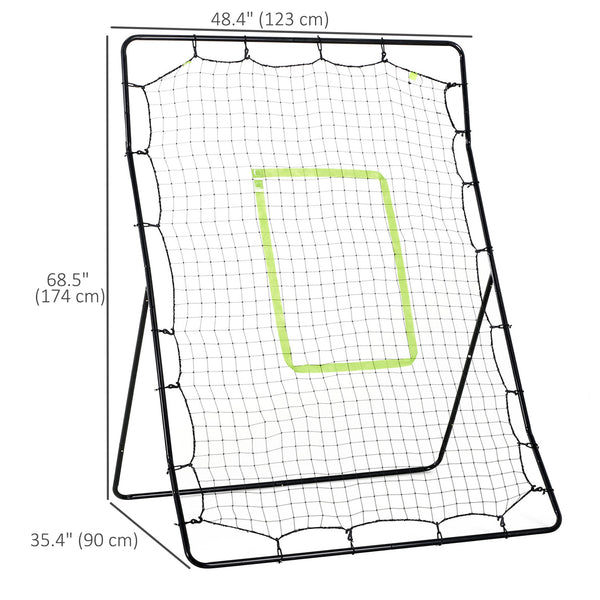Rebound net with striking zone 