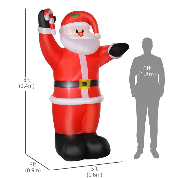 8ft Inflatable Santa with Candy Cane