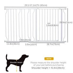 White pet gate with door and double locking system
