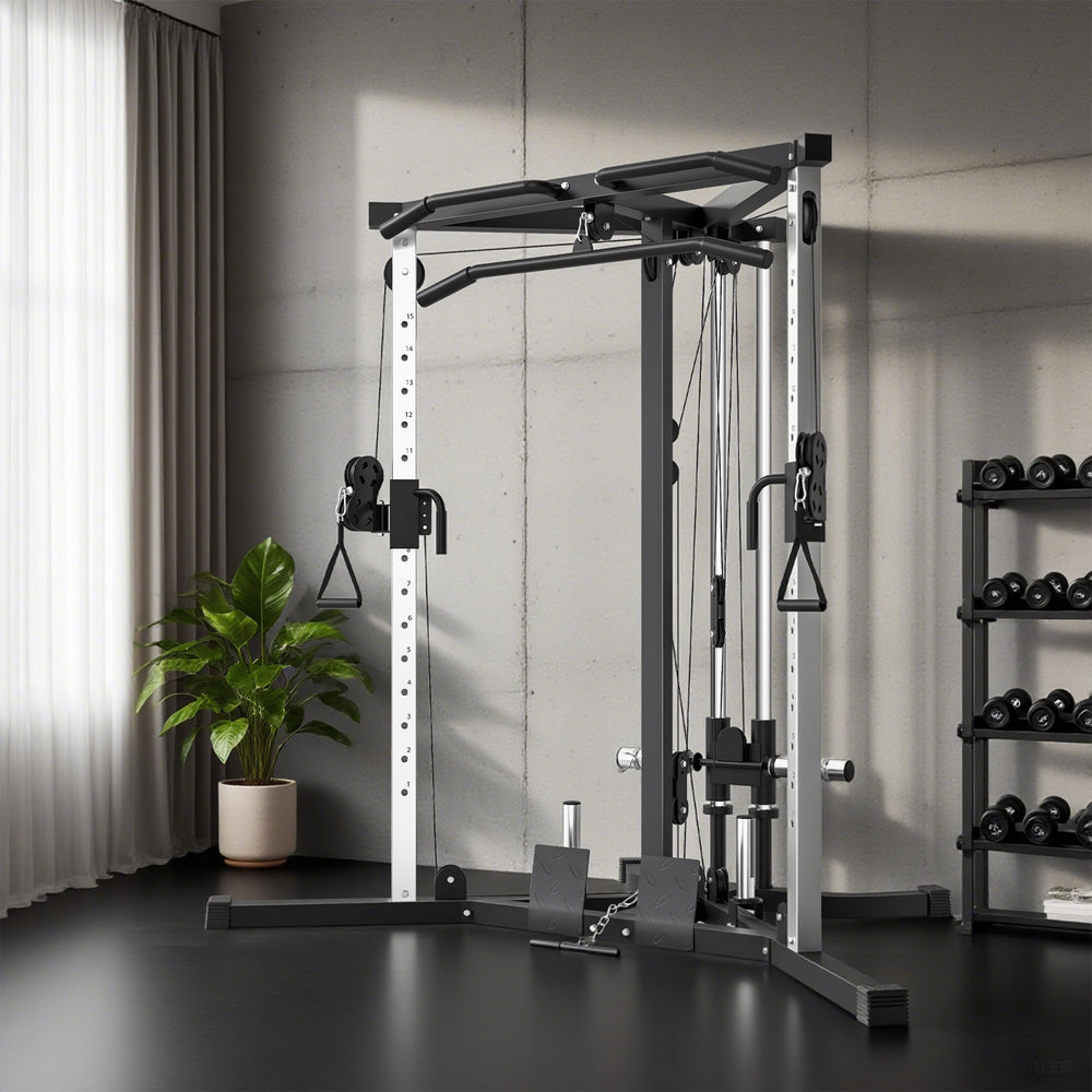 Multifunctional strength training equipment with pull-up bar, 15-position training station