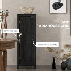 Storage cabinet with barn door and adjustable shelves, black