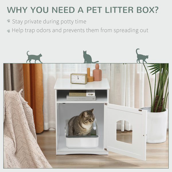 Litter Box Cabinet with Cat-Sized Hole Large, Storage Shelf (Litter Box Not Included)