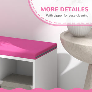 Bookcase with 5 compartments and padded reading corner, pink