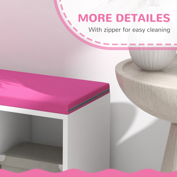 Bookcase with 5 compartments and padded reading corner, pink